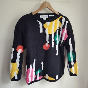 Vintage hand knit sweater medium shoulder pads White, Wheeler, & Martha EUC